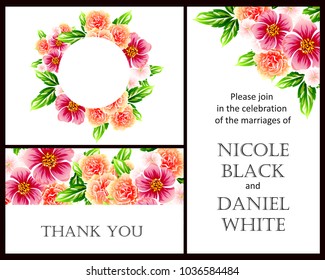 Vintage delicate invitation with flowers for wedding, marriage, bridal, birthday, Valentine's day. Romantic vector illustration.