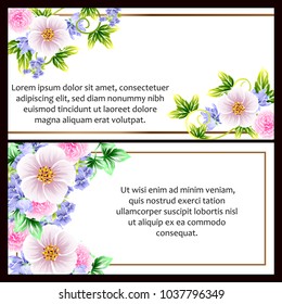 Vintage delicate invitation with flowers for wedding, marriage, bridal, birthday, Valentine's day. Romantic vector illustration.
