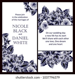 Vintage delicate invitation with flowers for wedding, marriage, bridal, birthday, Valentine's day. Romantic vector illustration.