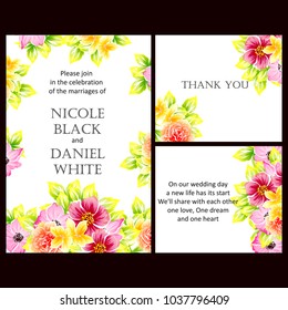Vintage delicate invitation with flowers for wedding, marriage, bridal, birthday, Valentine's day. Romantic vector illustration.