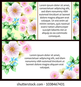 Vintage delicate invitation with flowers for wedding, marriage, bridal, birthday, Valentine's day. Romantic vector illustration.