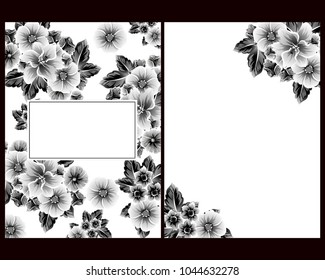 Vintage delicate invitation with flowers for wedding, marriage, bridal, birthday, Valentine's day. Romantic vector illustration.