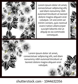 Vintage delicate invitation with flowers for wedding, marriage, bridal, birthday, Valentine's day. Romantic vector illustration.
