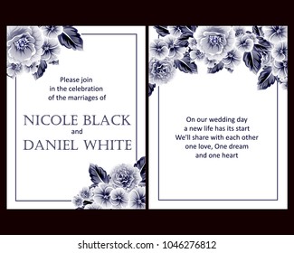 Vintage delicate invitation with flowers for wedding, marriage, bridal, birthday, Valentine's day. Romantic vector illustration.