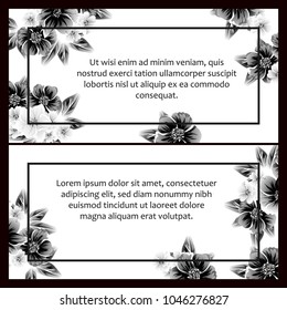Vintage delicate invitation with flowers for wedding, marriage, bridal, birthday, Valentine's day. Romantic vector illustration.
