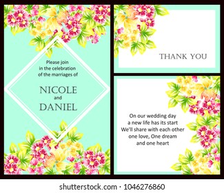 Vintage delicate invitation with flowers for wedding, marriage, bridal, birthday, Valentine's day. Romantic vector illustration.