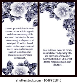 Vintage delicate invitation with flowers for wedding, marriage, bridal, birthday, Valentine's day. Romantic vector illustration.