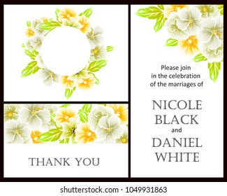 Vintage delicate invitation with flowers for wedding, marriage, bridal, birthday, Valentine's day. Romantic vector illustration.