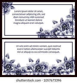 Vintage delicate invitation with flowers for wedding, marriage, bridal, birthday, Valentine's day. Romantic vector illustration.