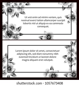 Vintage delicate invitation with flowers for wedding, marriage, bridal, birthday, Valentine's day. Romantic vector illustration.