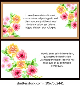 Vintage delicate invitation with flowers for wedding, marriage, bridal, birthday, Valentine's day. Romantic vector illustration.