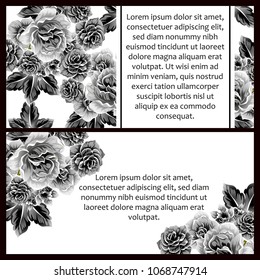 Vintage delicate invitation with flowers for wedding, marriage, bridal, birthday, Valentine's day. Romantic vector illustration.