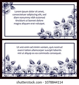 Vintage delicate invitation with flowers for wedding, marriage, bridal, birthday, Valentine's day. Romantic vector illustration.