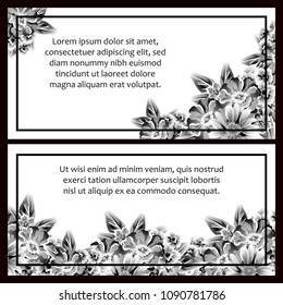 Vintage delicate invitation with flowers for wedding, marriage, bridal, birthday, Valentine's day. Romantic vector illustration.