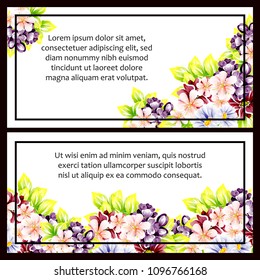 Vintage delicate invitation with flowers for wedding, marriage, bridal, birthday, Valentine's day. Romantic vector illustration.
