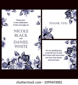 Vintage delicate invitation with flowers for wedding, marriage, bridal, birthday, Valentine's day. Romantic vector illustration.