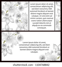 Vintage delicate invitation with flowers for wedding, marriage, bridal, birthday, Valentine's day. Romantic vector illustration.