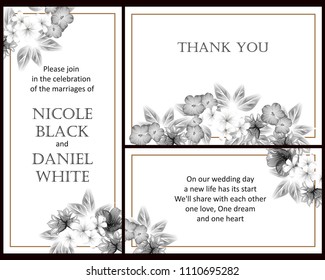 Vintage delicate invitation with flowers for wedding, marriage, bridal, birthday, Valentine's day. Romantic vector illustration.