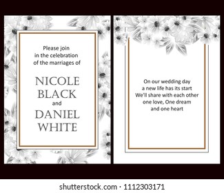 Vintage delicate invitation with flowers for wedding, marriage, bridal, birthday, Valentine's day. Romantic vector illustration.