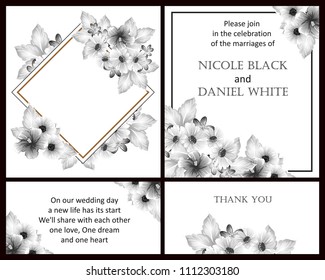 Vintage delicate invitation with flowers for wedding, marriage, bridal, birthday, Valentine's day. Romantic vector illustration.