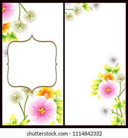 Vintage delicate invitation with flowers for wedding, marriage, bridal, birthday, Valentine's day. Romantic vector illustration.