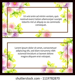 Vintage delicate invitation with flowers for wedding, marriage, bridal, birthday, Valentine's day. Romantic vector illustration.