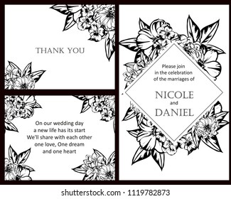 Vintage delicate invitation with flowers for wedding, marriage, bridal, birthday, Valentine's day. Romantic vector illustration.