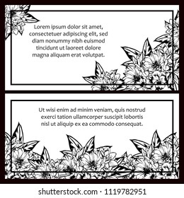 Vintage delicate invitation with flowers for wedding, marriage, bridal, birthday, Valentine's day. Romantic vector illustration.