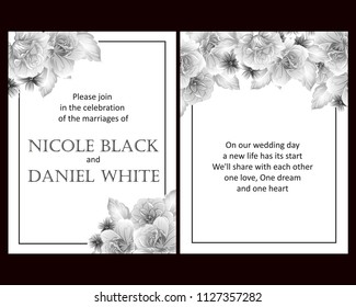 Vintage delicate invitation with flowers for wedding, marriage, bridal, birthday, Valentine's day. Romantic vector illustration.