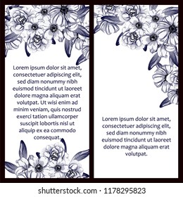 Vintage delicate invitation with flowers for wedding, marriage, bridal, birthday, Valentine's day. Romantic vector illustration.
