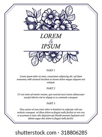 Vintage delicate invitation with flowers for wedding, marriage, bridal, birthday, Valentine's day. Romantic vector illustration.