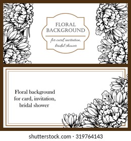 Vintage delicate invitation with flowers for wedding, marriage, bridal, birthday, Valentine's day. Romantic vector illustration.