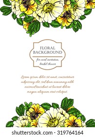Vintage delicate invitation with flowers for wedding, marriage, bridal, birthday, Valentine's day. Romantic vector illustration.