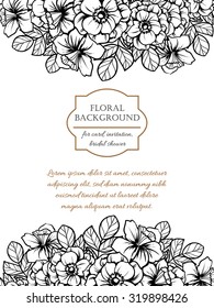 Vintage delicate invitation with flowers for wedding, marriage, bridal, birthday, Valentine's day. Romantic vector illustration.