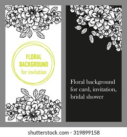 Vintage delicate invitation with flowers for wedding, marriage, bridal, birthday, Valentine's day. Romantic vector illustration.