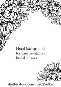 Vintage delicate invitation with flowers for wedding, marriage, bridal, birthday, Valentine's day. Romantic vector illustration.