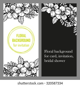 Vintage delicate invitation with flowers for wedding, marriage, bridal, birthday, Valentine's day. Romantic vector illustration.