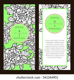 Vintage delicate invitation with flowers for wedding, marriage, bridal, birthday, Valentine's day