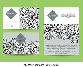 Vintage delicate invitation with flowers for wedding, marriage, bridal, birthday, Valentine's day. Romantic vector illustration.