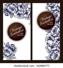 Vintage delicate invitation with flowers for wedding, marriage, bridal, birthday, Valentine's day. Romantic vector illustration. Vintage delicate invitation with flowers for wedding, marriage, bridal, birthday, Valentine's day. Romantic vector illustration.