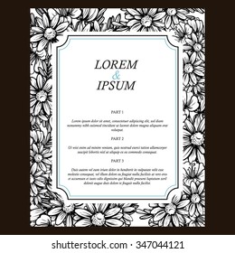 Vintage delicate invitation with flowers for wedding, marriage, bridal, birthday, Valentine's day. Romantic vector illustration.