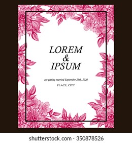Vintage delicate invitation with flowers for wedding, marriage, bridal, birthday, Valentine's day. Romantic vector illustration. 
