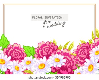 Vintage delicate invitation with flowers for wedding, marriage, bridal, birthday, Valentine's day. Vintage delicate invitation with flowers for wedding, marriage, bridal, birthday, Valentine's day.