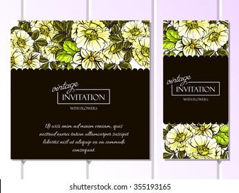 Vintage delicate invitation with flowers for wedding, marriage, bridal, birthday, Valentine's day. Romantic vector illustration.