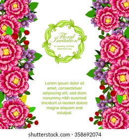Vintage delicate invitation with flowers for wedding, marriage, bridal, birthday, Valentine's day. Romantic vector illustration.