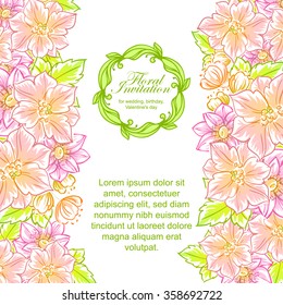 Vintage delicate invitation with flowers for wedding, marriage, bridal, birthday, Valentine's day. Romantic vector illustration.