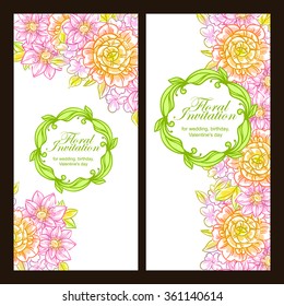 Vintage delicate invitation with flowers for wedding, marriage, bridal, birthday, Valentine's day.
