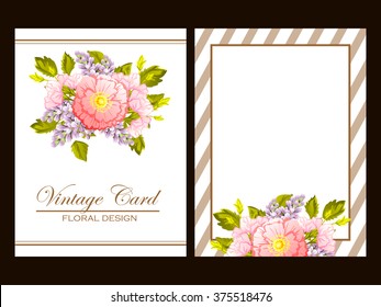 Vintage delicate invitation with flowers for wedding, marriage, bridal, birthday, Valentine's day.