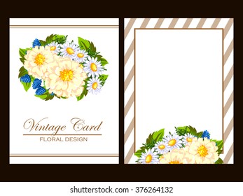 Vintage delicate invitation with flowers for wedding, marriage, bridal, birthday, Valentine's day.