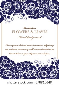 Vintage delicate invitation with flowers for wedding, marriage, bridal, birthday, Valentine's day. Romantic vector illustration.